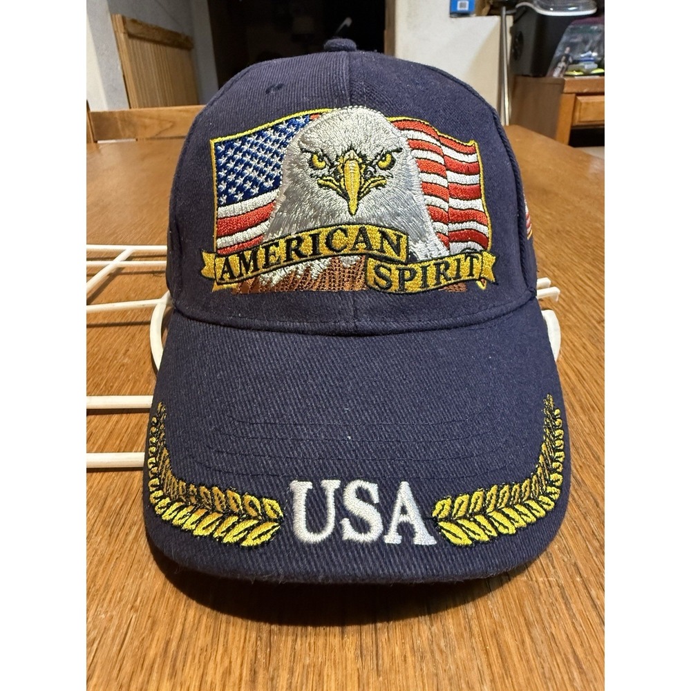 American Spirit Eagle Emblems USA Patriotic Eagle Flag Strapback Hat Cap